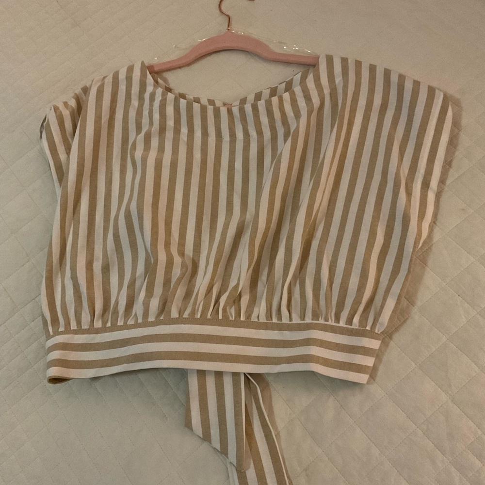 HYFVE Tan and White Striped Top